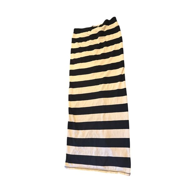 Free People Black & Beige Striped Pencil Skirt Large - Picture 1 of 4